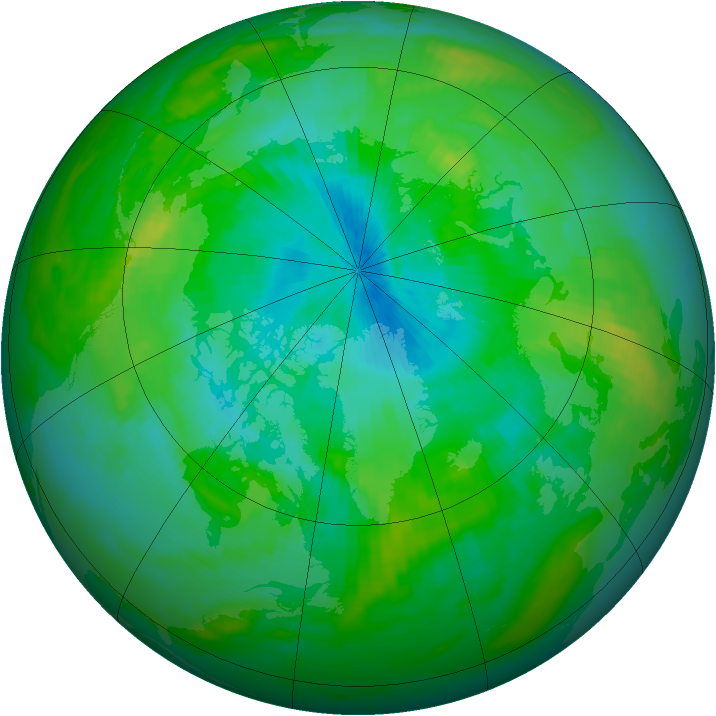 Arctic ozone map for 14 August 1983